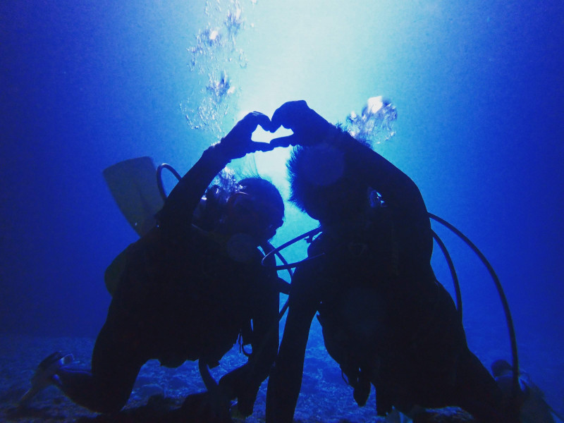 沖縄・青の洞窟ダイビング　写真撮影無料！エサやり無料！データはその場で転送！