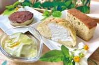 さし草のデザートメニュー。ほんのり抹茶のようなデザートをお楽しみいただけます。