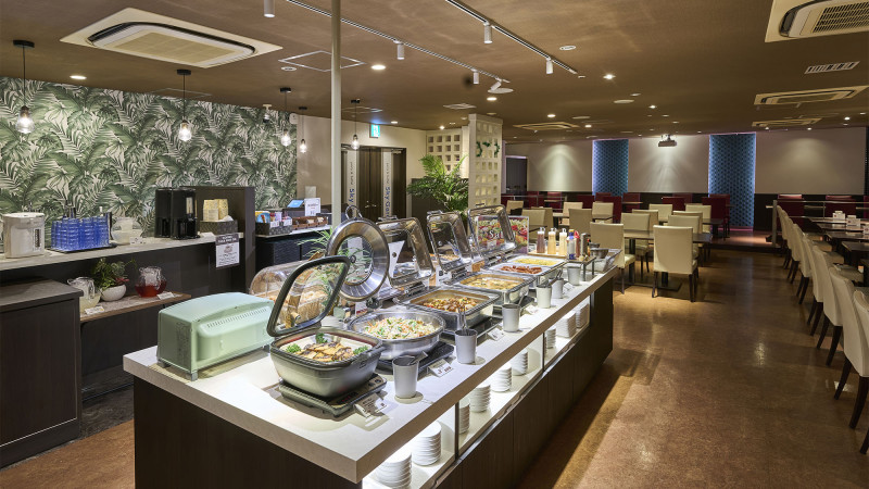 最上階の18階にある朝食レストラン（和洋ビュッフェ）