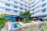 今帰仁から植樹したシンボルツリーのガジュマル。フォトジェニックでホテルを象徴する存在