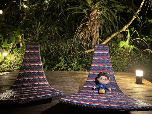 大きな岩と自生する植物に囲まれた「岩場のテラス」