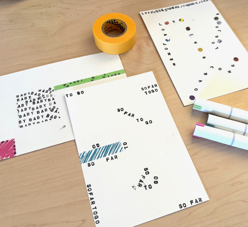 おくまそら（詩人）／スタンプとマスキングテープのコラージュで作るポストカード