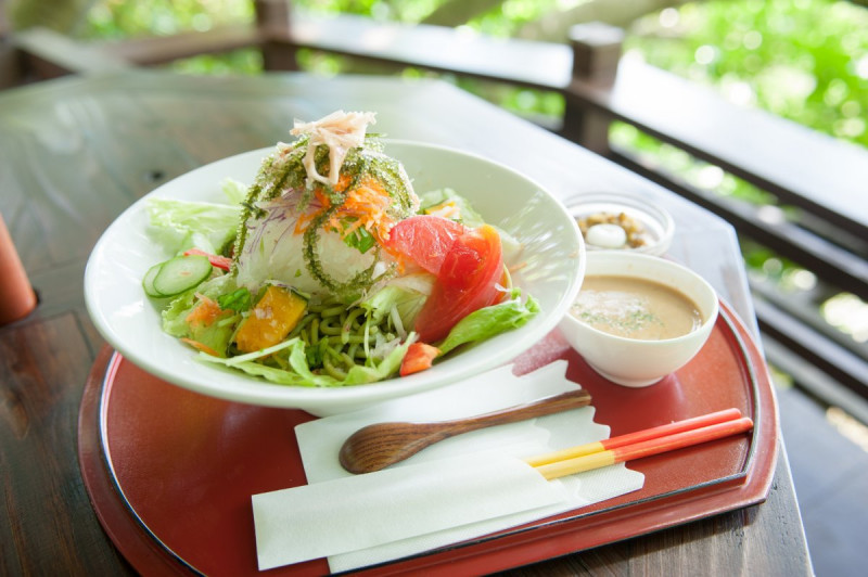 山の茶屋 楽水の「バジル冷麺」