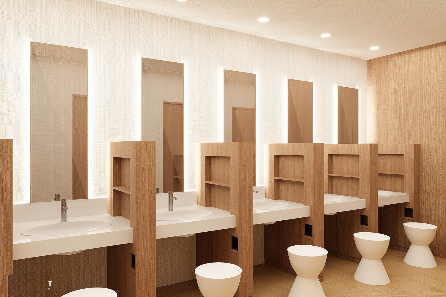 旅の疲れを癒やす広々としたラウンジとパウダールームを完備。