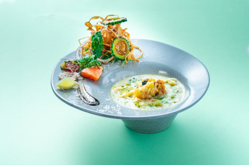 冷やしサーモンバジルチーズSOBA